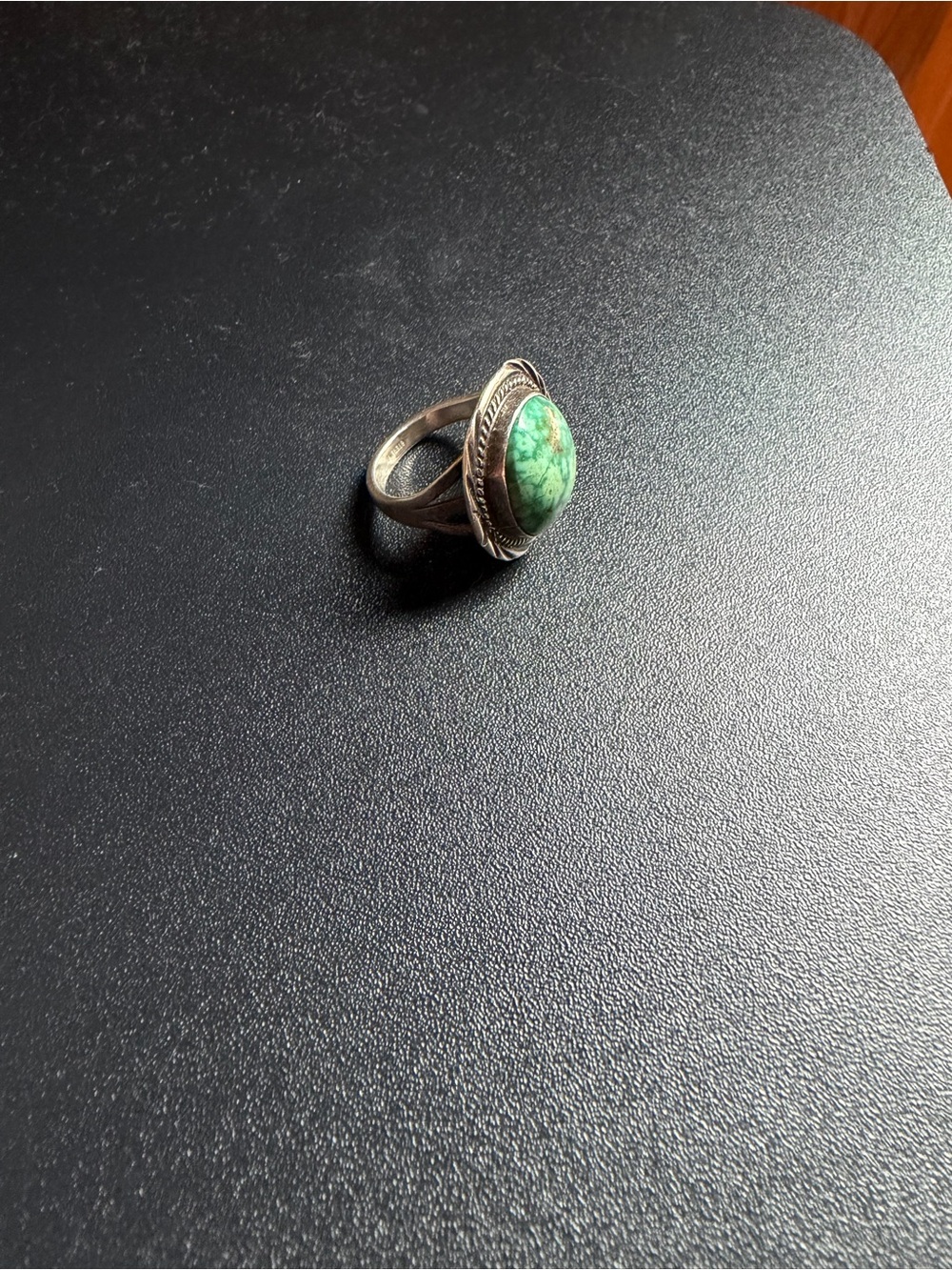 Navajo Shadowbox Turquoise 925 Sterling Silver Stamped Ring Possibly Denetdale 8 - Picture 4 of 12